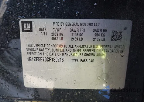 2012 Chevrolet Malibu 3Lt z USA, uszkodzony, nr VIN 1G1ZF5E70CF180213